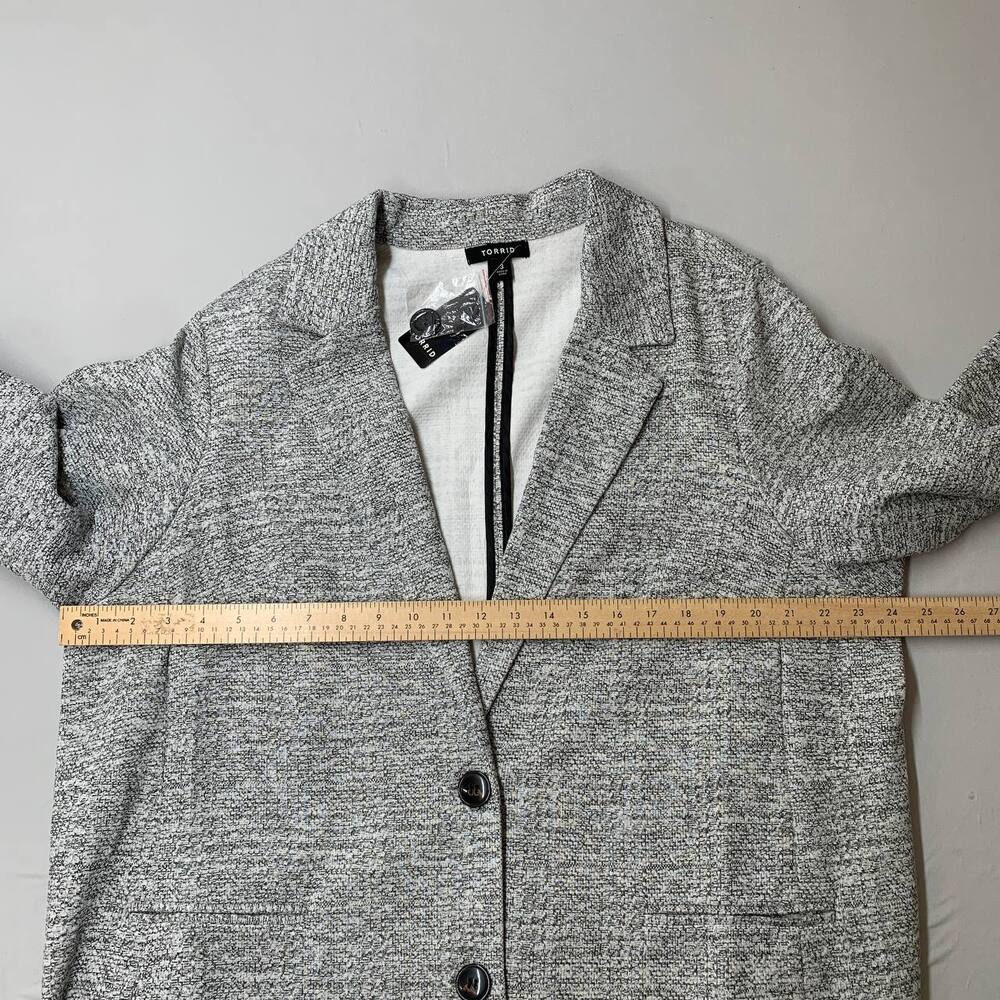 Torrid Textured Boyfriend Knit Trench Blazer 3X Gray Marled Longline Jacket NEW - Picture 14 of 16